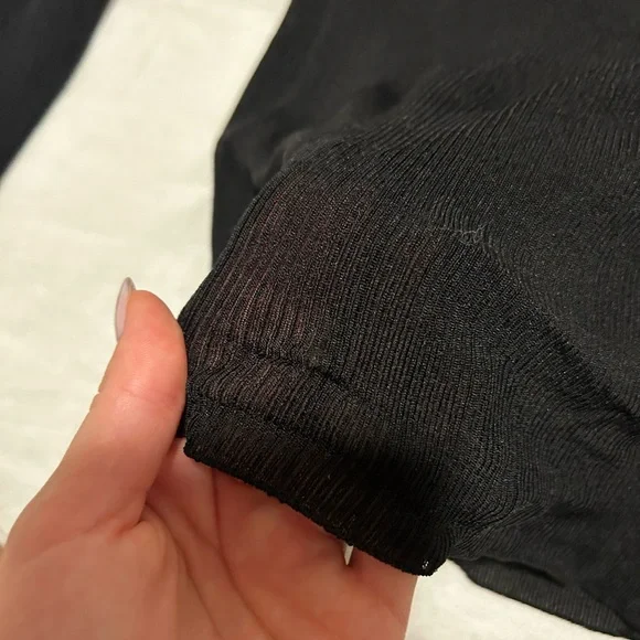 YSL Ribbed Silk Turtleneck Top
